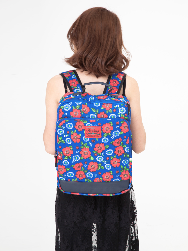 KRABAG|女|KRABAG 中国风蓝底红花双肩包