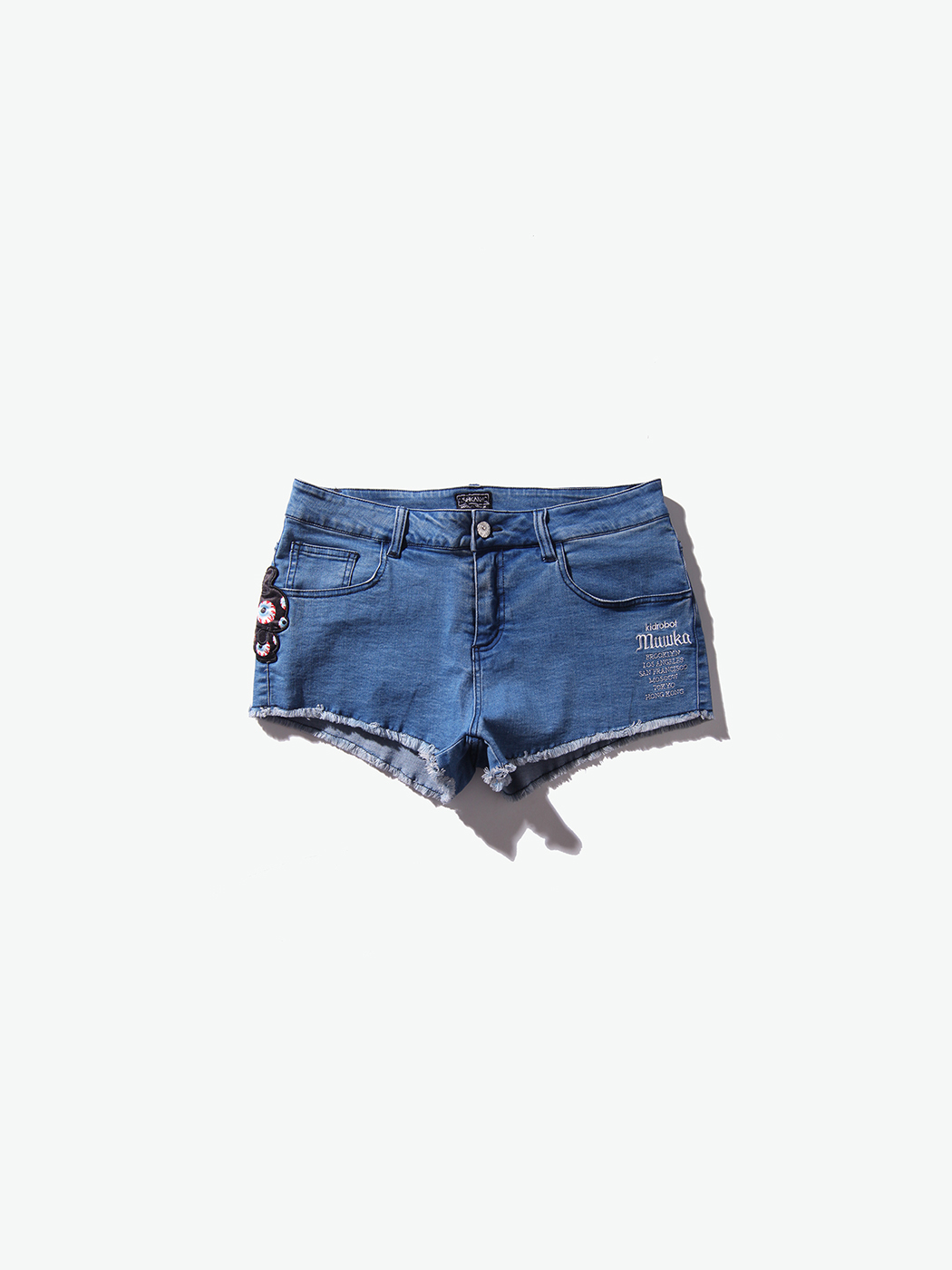 Mishka|女|短裤|Mishka 图案刺绣牛仔短裤
