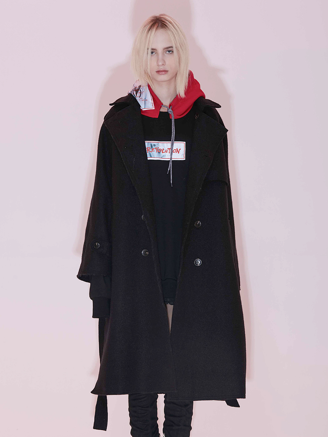 NeverMoredesign|女|NeverMoreDesign  廓形双排扣摇滚风羊毛大衣