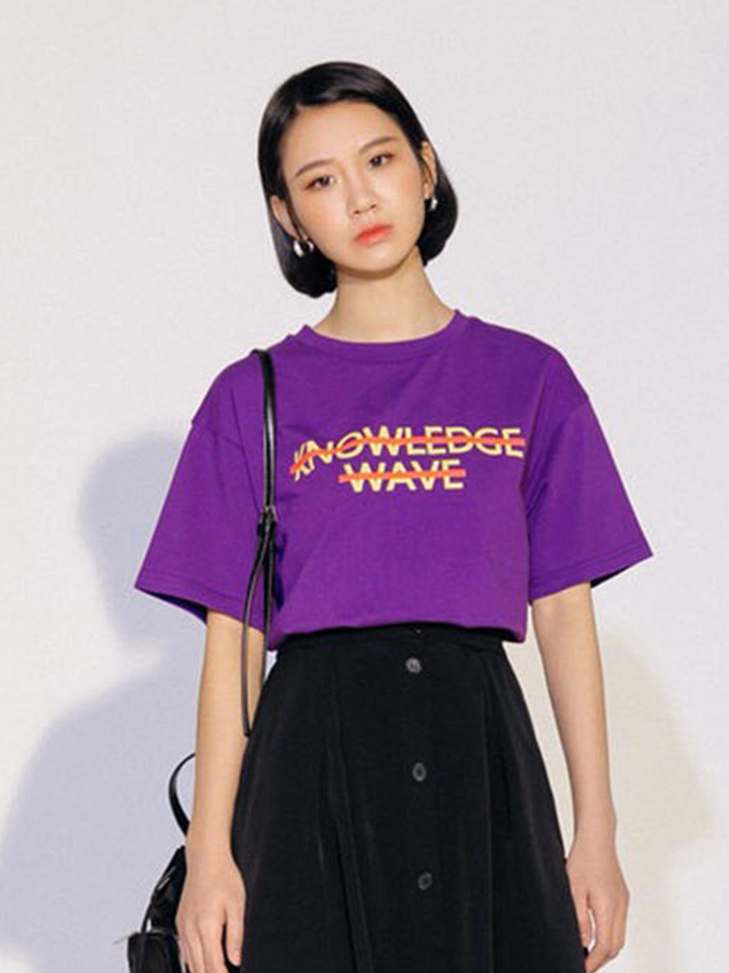 3OMETHINGCHIC|女|3OMETHINGCHIC  撞色流行紫短袖T恤