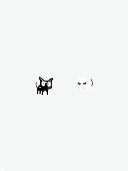 AliyaStore|男款|首饰|AliyaStore 不对称黑白小猫耳钉