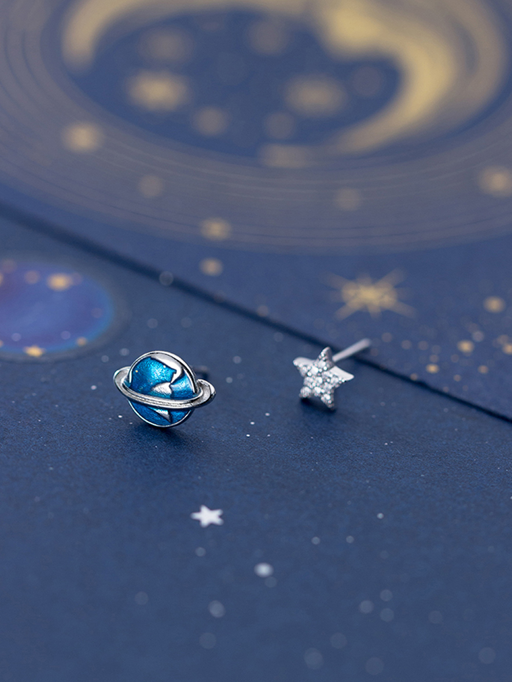 AliyaStore|女|AliyaStore 925银“地球小星星”不对称耳钉