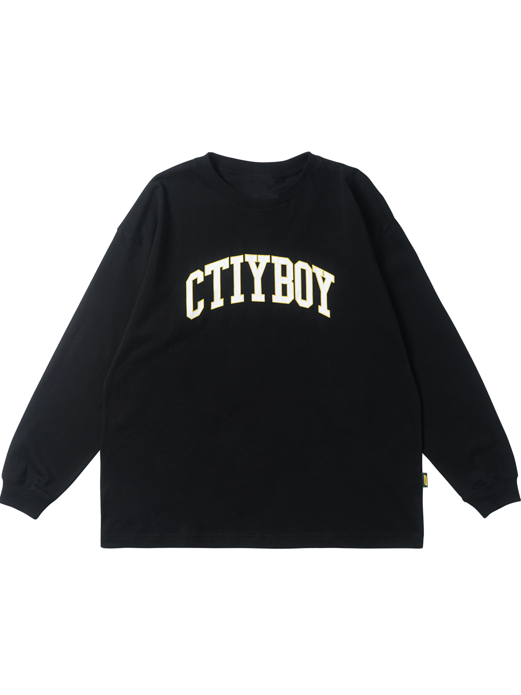 虾闹|虾闹|女|长袖T恤|虾闹 宽松中性圆领city boy印花长袖t恤
